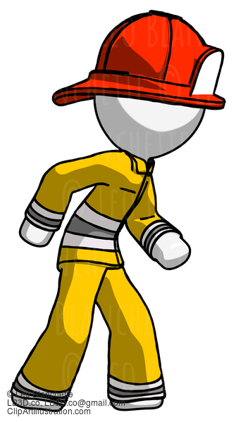 White Firefighter Fireman Man Suspense Action Pose Facing Right #12138