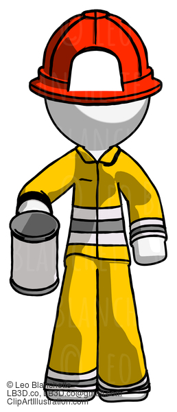 White Firefighter Fireman Man Begger Holding Can Begging Or Asking For Charity #12238