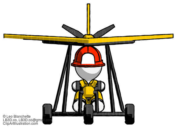 White Firefighter Fireman Man In Ultralight Aircraft Front View #12250