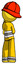 Yellow Firefighter Fireman Man Thinking, Wondering, or Pondering Rear View