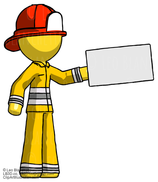 Yellow Firefighter Fireman Man Holding Large Envelope #14115