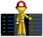 Yellow Firefighter Fireman Man With Server Racks, In Front Of Two Networked Systems
