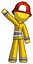 Yellow Firefighter Fireman Man Waving Emphatically with Right Arm
