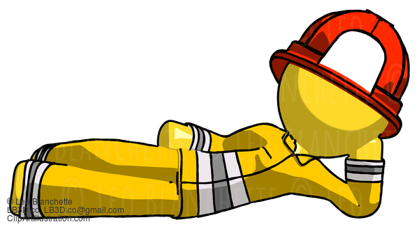 Yellow Firefighter Fireman Man Reclined On Side #14128