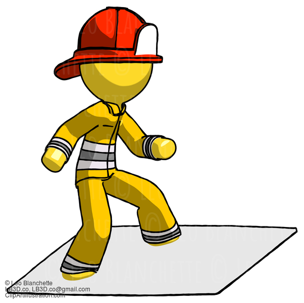 Yellow Firefighter Fireman Man On Postage Envelope Surfing #14143