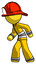 Yellow Firefighter Fireman Man Suspense action pose facing left