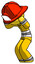 Yellow Firefighter Fireman Man with Headache or Covering Ears Turned to His Left