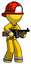 Yellow Firefighter Fireman Man tommy gun gangster shooting pose
