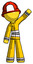 Yellow Firefighter Fireman Man Waving Emphatically with Left Arm