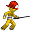 Yellow Firefighter Fireman Man stabbing with ninja sword katana
