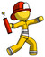Yellow Firefighter Fireman Man throwing dynamite