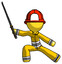 Yellow Firefighter Fireman Man with ninja sword katana in defense pose