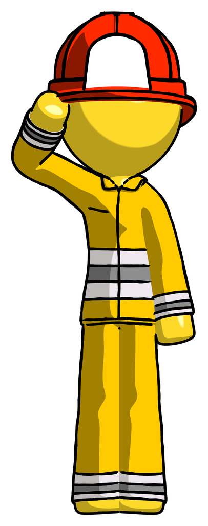 Yellow Firefighter Fireman Man Soldier Salute Pose