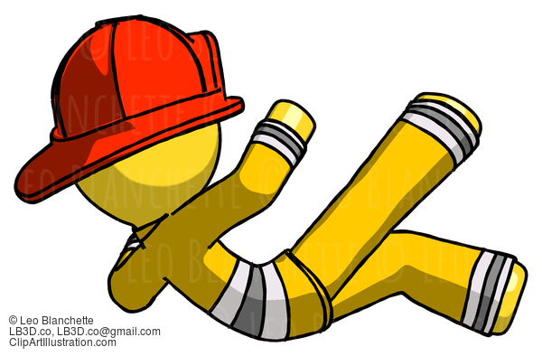 Yellow Firefighter Fireman Man Falling Backwards #14282