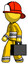 Yellow Firefighter Fireman Man Walking With Briefcase To The Left
