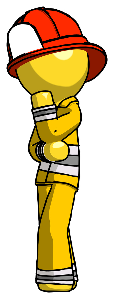 Yellow Firefighter Fireman Man Thinking, Wondering, or Pondering