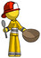 Yellow Firefighter Fireman Man with empty bowl and spoon ready to make something
