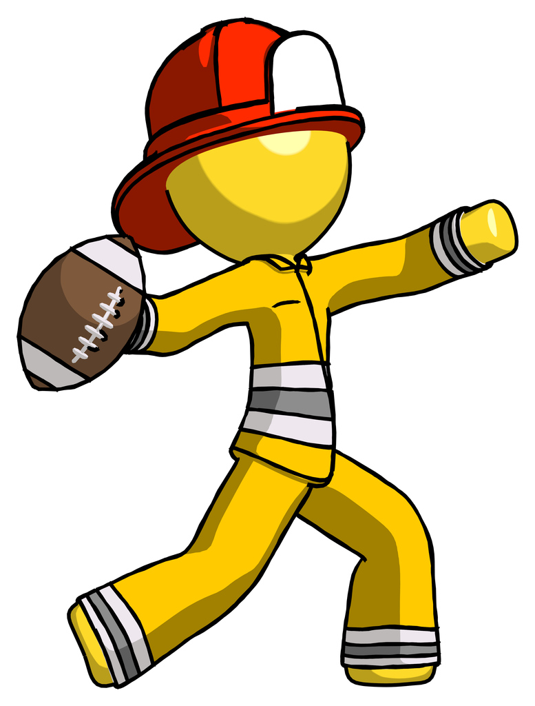 Yellow Firefighter Fireman Man throwing football