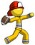 Yellow Firefighter Fireman Man throwing football
