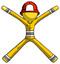 Yellow Firefighter Fireman Man with arms and legs stretched out