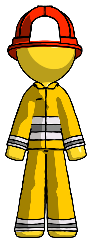 Yellow Firefighter Fireman Man Standing Facing Forward