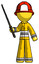 Yellow Firefighter Fireman Man standing up with ninja sword katana