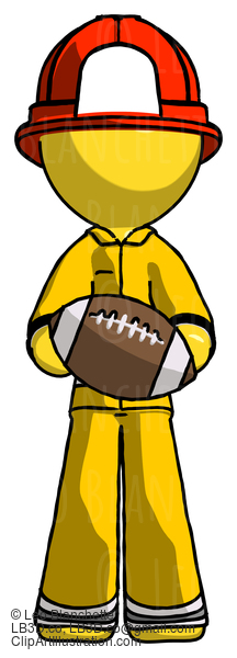 Yellow Firefighter Fireman Man Giving Football To You #14388