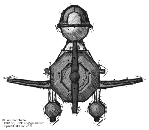 Sketch Firefighter Fireman Man In Geebee Stunt Plane Front View #7394