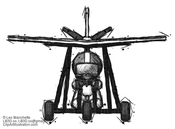 Sketch Football Player Man In Ultralight Aircraft Front View #7997