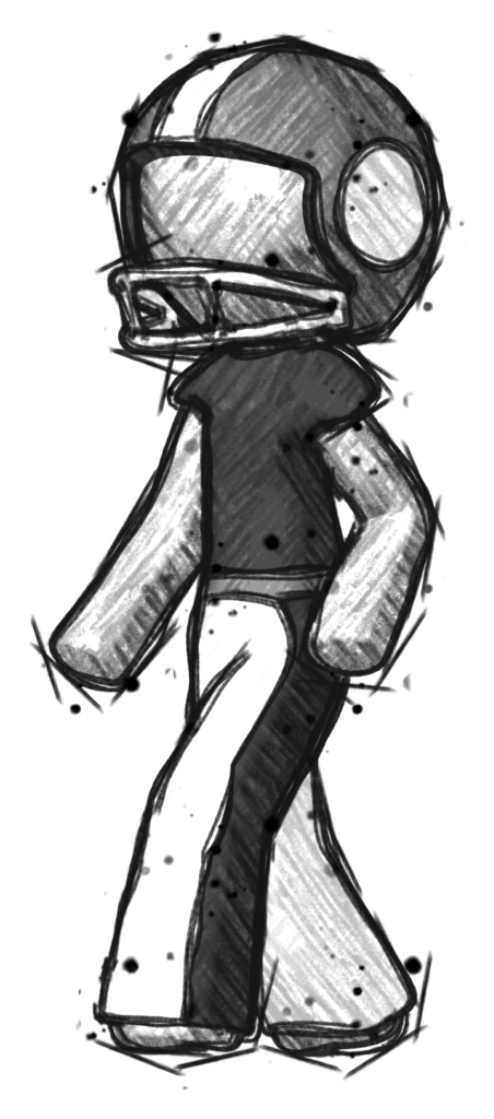 Sketch Football Player man man walking turned left front view