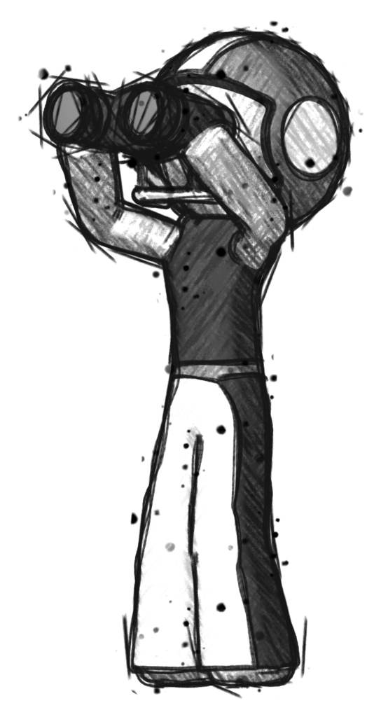 Sketch Football Player Man looking through binoculars to the left