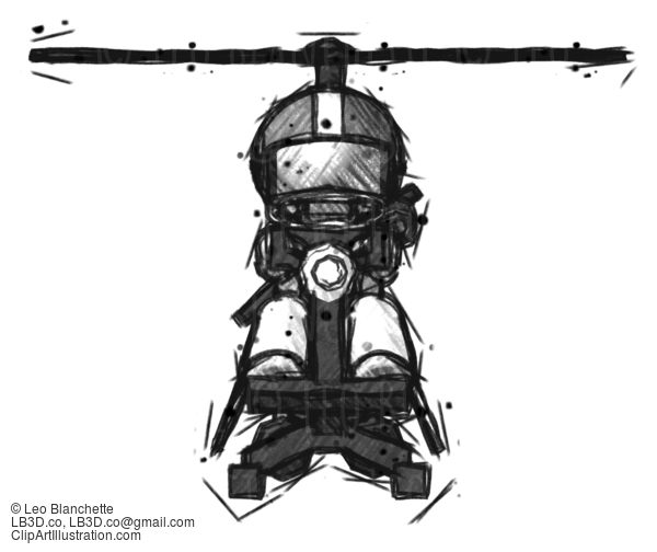 Sketch Football Player Man Flying In Gyrocopter Front View #8020