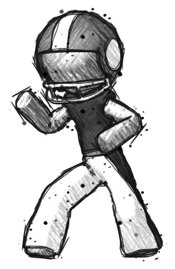 Sketch Football Player Man martial arts defense pose left
