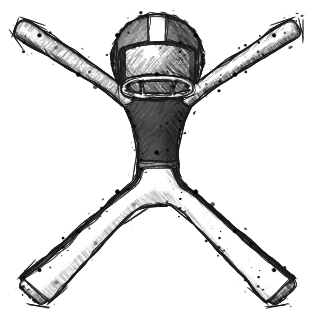 Sketch Football Player Man with arms and legs stretched out