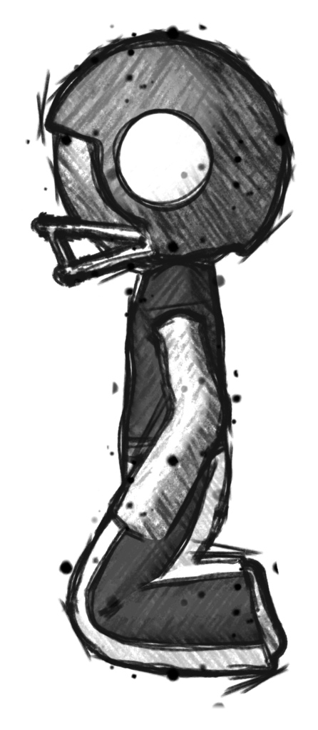 Sketch Football Player Man Kneeling Left