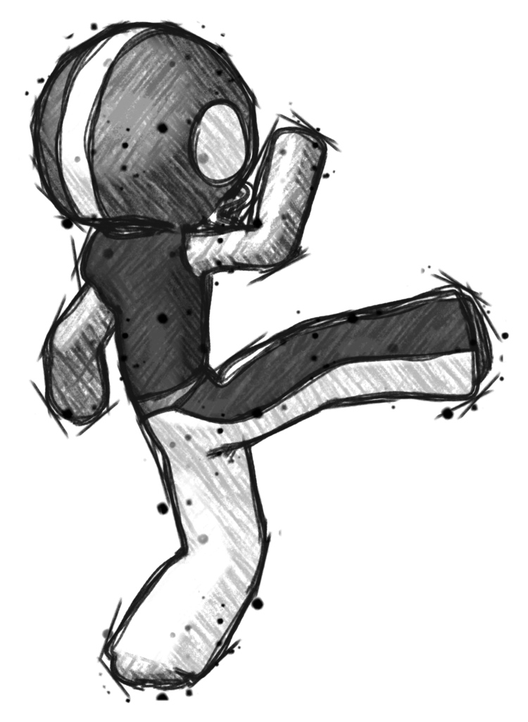 Sketch Football Player Man kick pose