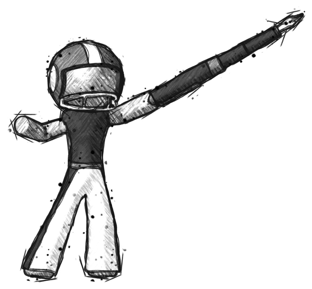 Sketch Football Player Man pen is mightier than the sword calligraphy pose