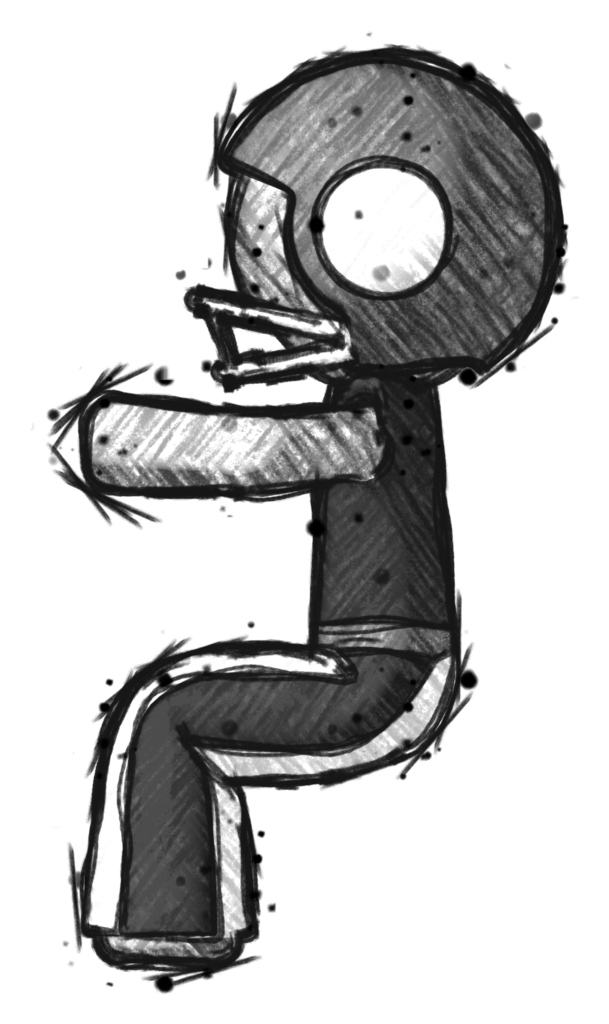 Sketch Football Player Man Sitting or Driving Position