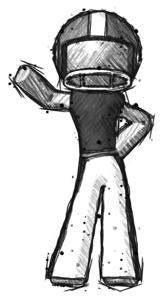Sketch Football Player Man Waving Right Arm with Hand on Hip