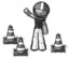Sketch Football Player Man Standing By Traffic Cones Waving