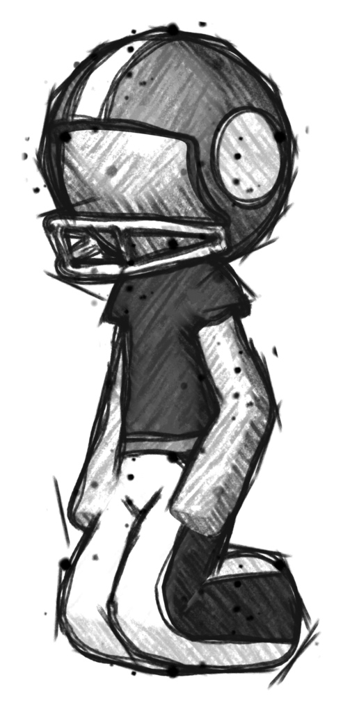 Sketch Football Player Man kneeling angle view left