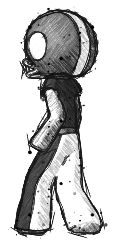 Sketch Football Player man walking away direction left view