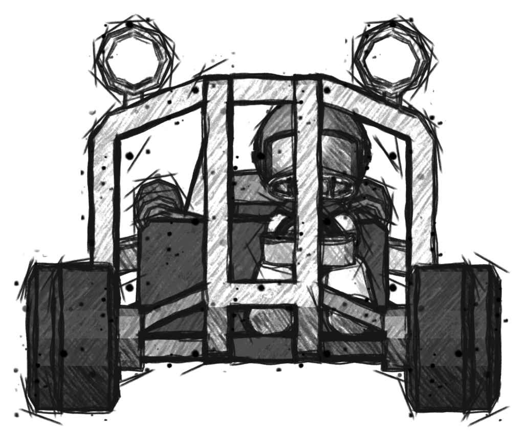 Sketch Football Player Man riding sports buggy front view