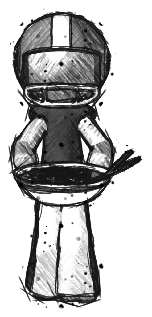 Sketch Football Player Man serving or presenting noodles