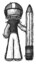 Sketch Football Player Man with large pencil standing ready to write