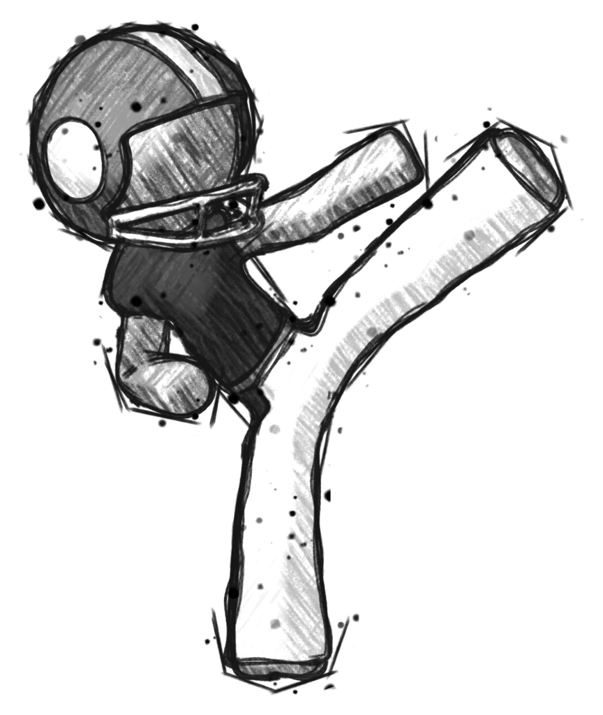 Sketch Football Player man ninja kick right