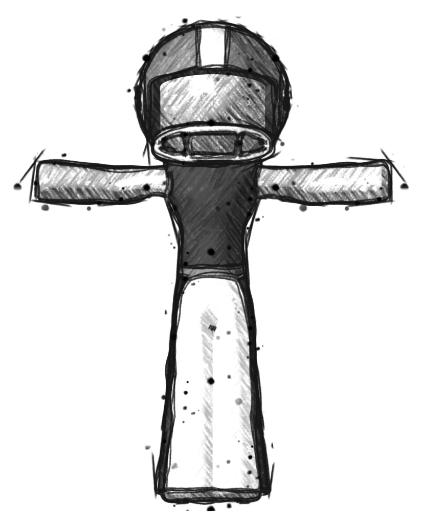 Sketch Football Player Man T-Pose Arms Up Standing