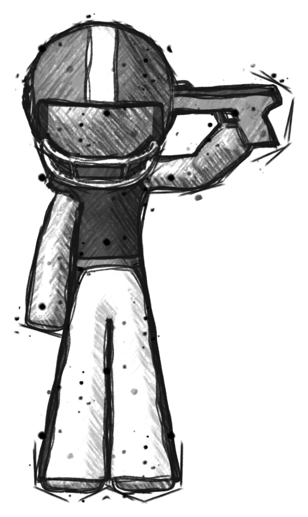 Sketch Football Player Man suicide gun pose