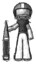 Sketch Football Player Man Standing With Large Thermometer