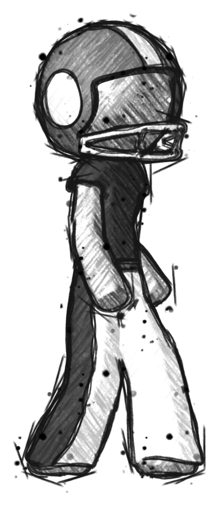 Sketch Football Player man walking turned right front view